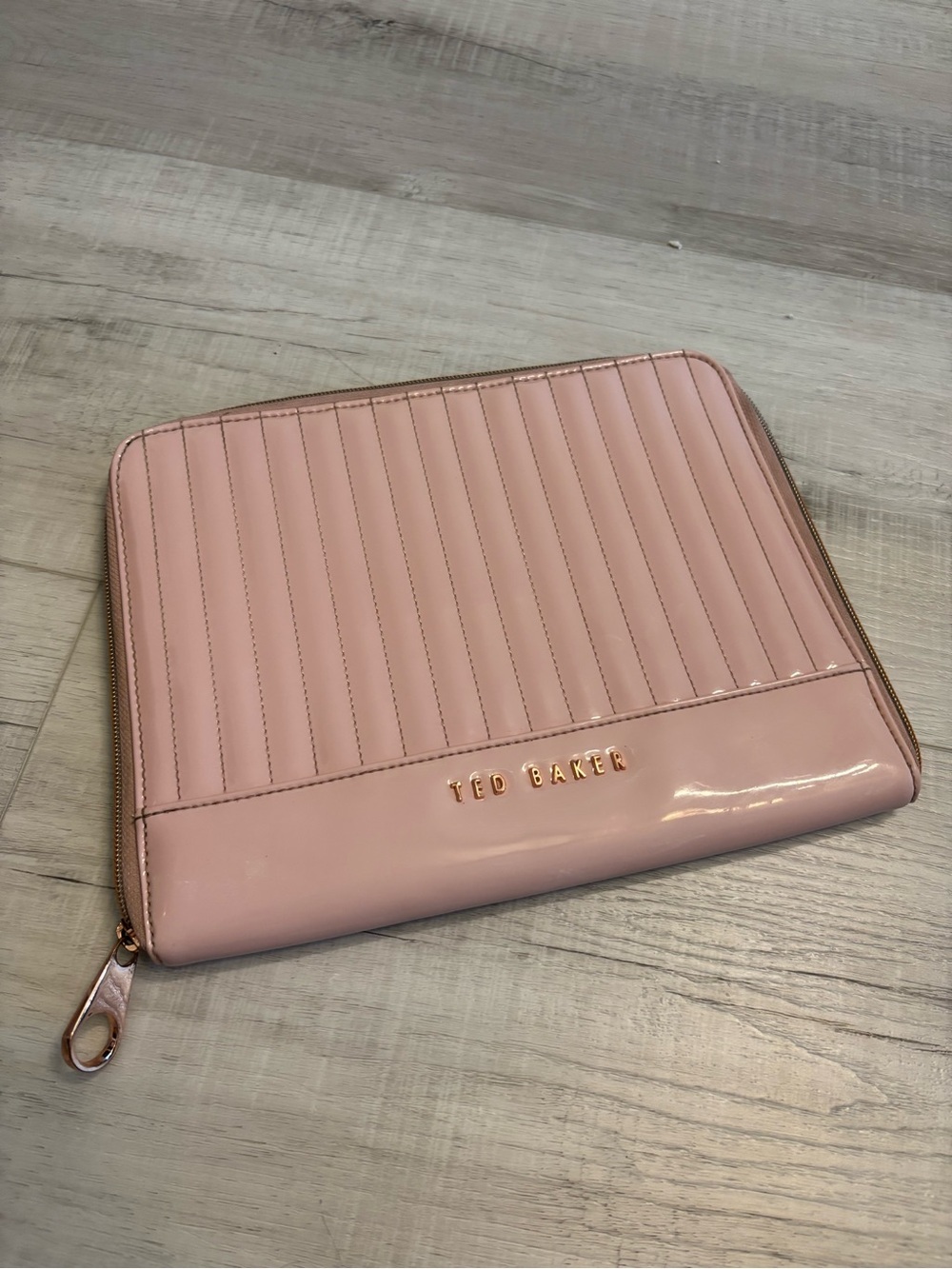 Ted Baker Quilted Patent Blush Zip Pouch